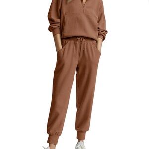 Women’s 2 Piece Outfit Long Sleeve Half Zip Sweatsuit with Pocket Lounge Set Sml